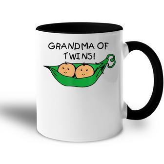 Two Peas In A Pod Grandma Of Twins Accent Mug | Mazezy