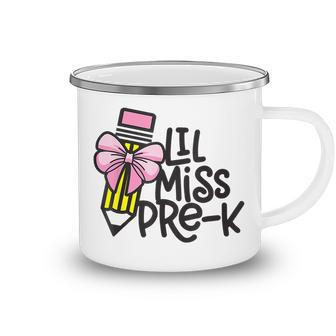 First Day Of Little Miss Pre K Back To School Student Girl Camping Mug | Mazezy