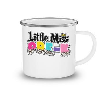 Groovy First Day Of Little Miss Pre K Back To School Leopard Camping Mug | Mazezy DE