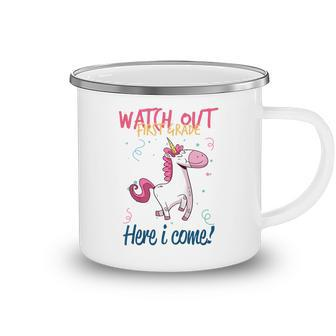 Kids Funny First Grade Gift Watch Out First Grade Here I Come Camping Mug | Mazezy