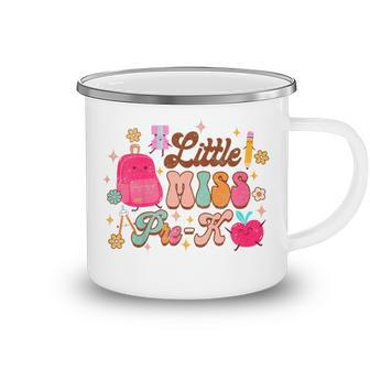 Kids Little Miss Pre-K Baby Girl First Day Of School Groovy Little Miss Gifts Camping Mug | Mazezy DE