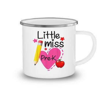Little Miss Pre K Back To School Hello First Grade Camping Mug | Mazezy DE