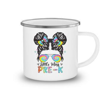 Little Miss Pre-K Messy Bun Sunglasses Tie Dye Bun Gifts Camping Mug | Mazezy