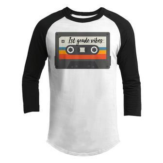 1St Grade Vibes First Day Back To School Retro Cassette  Retro Gifts Youth Raglan Shirt