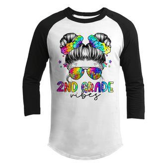 2Nd Grade Vibes Messy Bun Girl - Second Grade Back To School  Bun Gifts Youth Raglan Shirt
