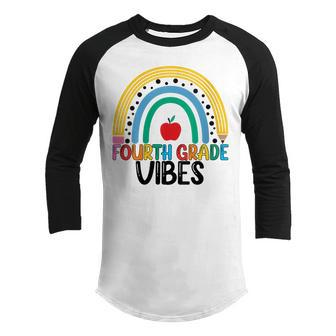 4Th Grade Vibes Team Fourth Grade Teacher Boho Rainbow Teacher Gifts Youth Raglan Shirt | Mazezy