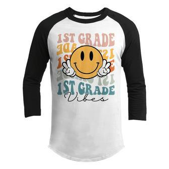First Grade Vibes First Day Back To School Teacher Students School Teacher Funny Gifts Youth Raglan Shirt | Mazezy DE