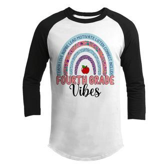 Happy First Day Of Fourth Grade Rainbow 4Th Grade Vibes Happy Gifts Youth Raglan Shirt | Mazezy DE