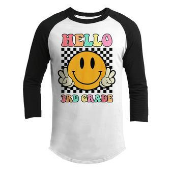 Hello 3Rd Grade Hippie Smile Face Back To School First Day 3Rd Grade Funny Gifts Youth Raglan Shirt | Mazezy