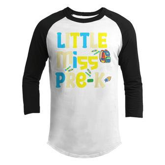 Kids Little Miss Pre-K Girl Back To School Little Miss Gifts Youth Raglan Shirt | Mazezy