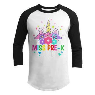 Kids Unicorn Miss Pre-K Grad Graduation Preschool Girls Unicorn Gifts Youth Raglan Shirt | Mazezy UK
