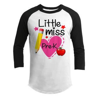 Little Miss Pre K Back To School Hello First Grade Youth Raglan Shirt | Mazezy AU