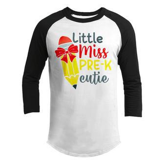 Little Miss Pre-K Cutie Pencil School Students Youth Raglan Shirt | Mazezy