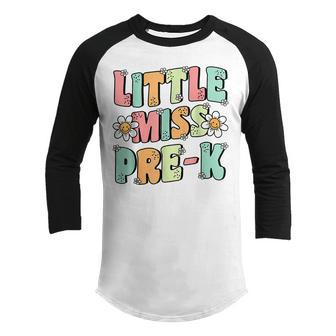 Little Miss Pre-K Girls Back To School Retro Daughter Funny Gifts For Daughter Youth Raglan Shirt | Mazezy