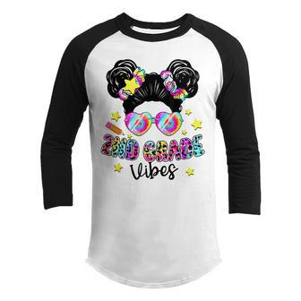 Messy Bun Tie Dye 2Nd Grade Vibes Cute Back To School Gifts Bun Gifts Youth Raglan Shirt | Mazezy