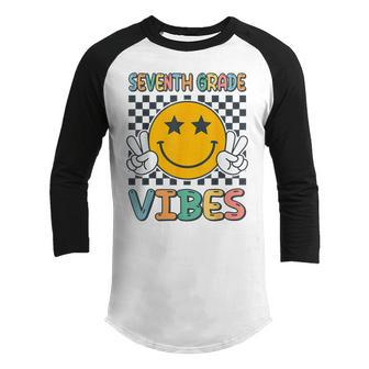 Seventh Grade Vibes Retro Teacher 1St Day Of School Gifts For Teacher Funny Gifts Youth Raglan Shirt | Mazezy