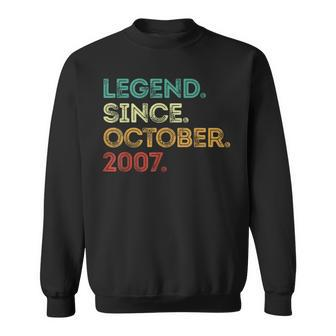 16 Years Old Legend Since October 2007 16Th Birthday Sweatshirt - Monsterry