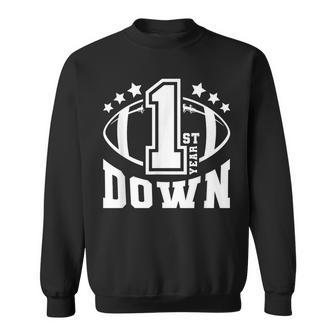 1St Birthday Football Touchdown-First Year Down Themed Party Sweatshirt - Seseable