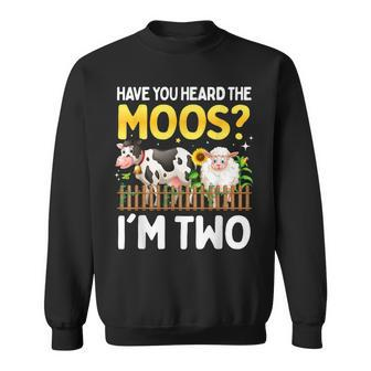 2 Year Old Cow Birthday Sheep 2Nd Yo Farm Animals Girl Two Sweatshirt | Mazezy