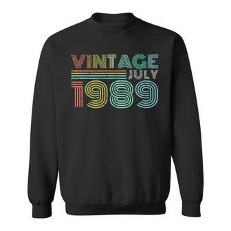 30Th Birthday Gift Vintage July 1989 Thirty Years Old 30Th Birthday Funny Gifts Sweatshirt | Mazezy