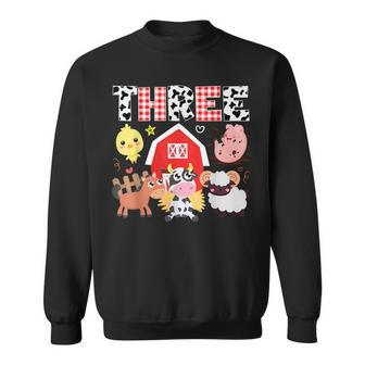 3Rd Birthday Three Year Farm Theme Animals Birthday Party Sweatshirt - Seseable