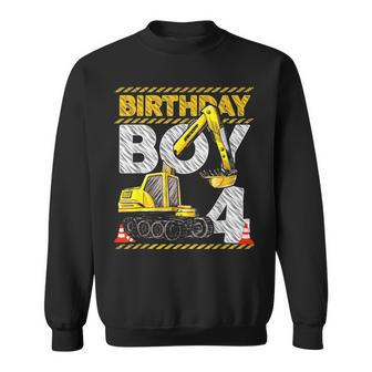 4 Years Old Construction Truck Excavator 4Th Birthday Boys Sweatshirt - Seseable