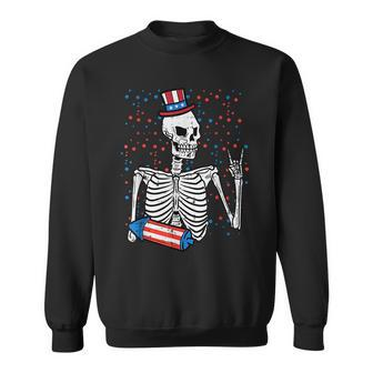 4Th July Rocker Skeleton Patriotic Rock Men Boys Kids N Patriotic Funny Gifts Sweatshirt | Mazezy