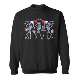 4Th Of July American Flag Funny Dancing Skeleton Dancing Funny Gifts Sweatshirt | Mazezy