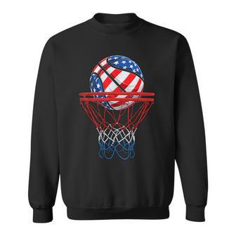4Th Of July American Patriotic Basketball Us Flag Men Boys Patriotic Funny Gifts Sweatshirt | Mazezy