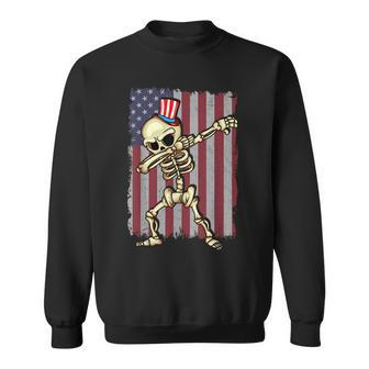 4Th Of July Dabbing Skeleton American Flag Dabbing Sweatshirt | Mazezy