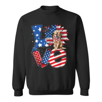 4Th Of July Decor Patriotic Love Golden Retriever Dog Usa Sweatshirt | Mazezy