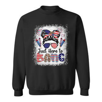4Th Of July Fireworks Just Here To Bang Messy Bun Sunglasses Sweatshirt - Monsterry