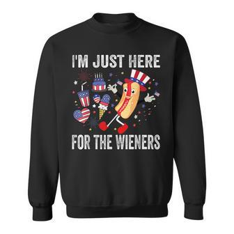 4Th Of July Im Just Here For The Wieners Funny Hot Dog Sweatshirt | Mazezy