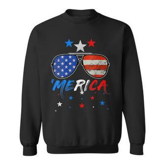 4Th Of July Merica Sunglasses All America Usa Flag Vintage Sweatshirt - Monsterry AU
