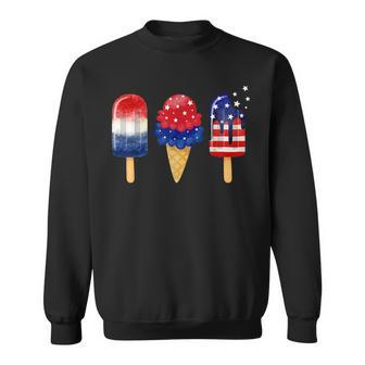4Th Of July Popsicle American Flag Patriotic Summer Boy Girl Sweatshirt | Mazezy