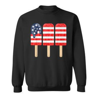 4Th Of July Popsicle American Flag Red White Blue Patriotic Sweatshirt | Mazezy