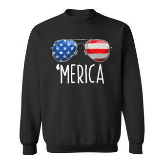 4Th Of July Shirt Merica Sunglasses All America Usa Flag_1 Sweatshirt - Monsterry UK