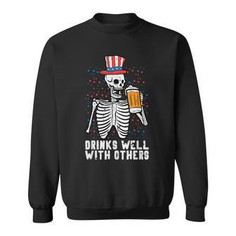 4Th Of July Skeleton American Flag Funny Patriotic Dad Men Patriotic Funny Gifts Sweatshirt | Mazezy AU