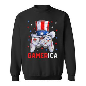 4Th Of July Video Game American Flag Uncle Sam Gamer Sweatshirt - Monsterry UK