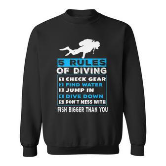 5 Rules Of Diving Scuba Diving Diver Sweatshirt | Mazezy