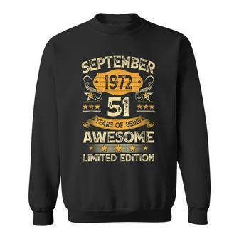 51 Years Old Vintage September 1972 51St Birthday Sweatshirt - Monsterry UK