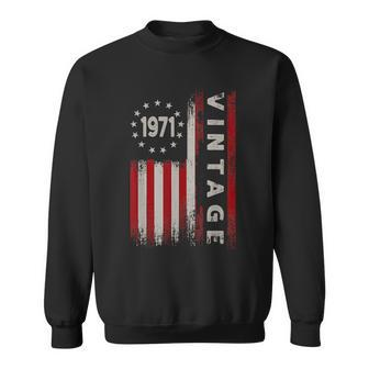 52 Year Old Vintage 1971 American Flag 52Nd Birthday Sweatshirt - Seseable