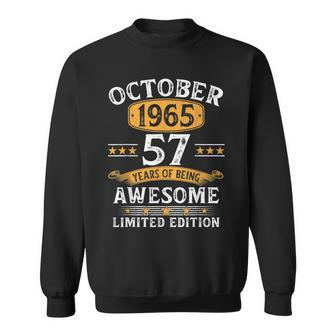 57Th Birthday 57 Yrs Old Birthday Vintage October 1965 Sweatshirt | Mazezy