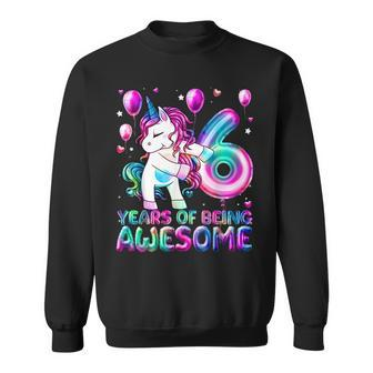6 Years Of Being Awesome 6Th Birthday Girl Unicorn Party Sweatshirt | Mazezy