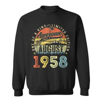 65 Year Old Awesome Since August 1958 65Th Birthday Sweatshirt - Seseable
