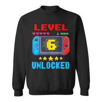 6Th Birthday Boy Level 6 Unlocked Video Gamer Birthday Sweatshirt - Monsterry