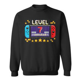 7Th Birthday Boy Level 7 Unlocked Video Gamer Birthday Funny Birthday Gifts Sweatshirt | Mazezy