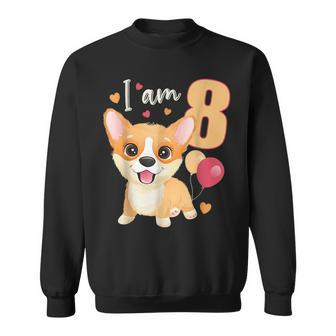 8 Years Old 8 Birthday Outfit Boy Girl Dog Corgi Sweatshirt | Mazezy