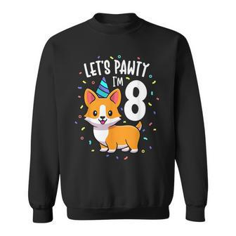 8 Years Old Corgi Dog Lover 8Th Birthday Party Outfit Kid Sweatshirt | Mazezy