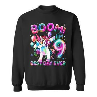 9 Years Old Dabbing Unicorn Gifts 9Th Birthday Girl Party Sweatshirt - Seseable